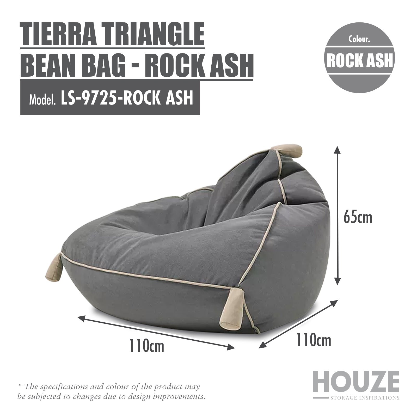HOUZE - Tierra Triangle Bean Bag | Stool - 3 Colors - Chair | Sofa | Soft | Lazy Sofa | Washable