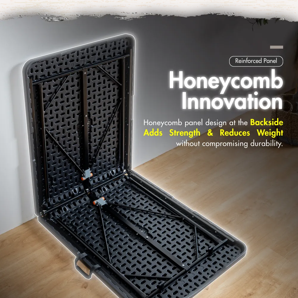 HOUZE - 80|86|120|152|180cm HDPE Folding Table with Black Legs - Portable | Office | Plastic | Outdoor