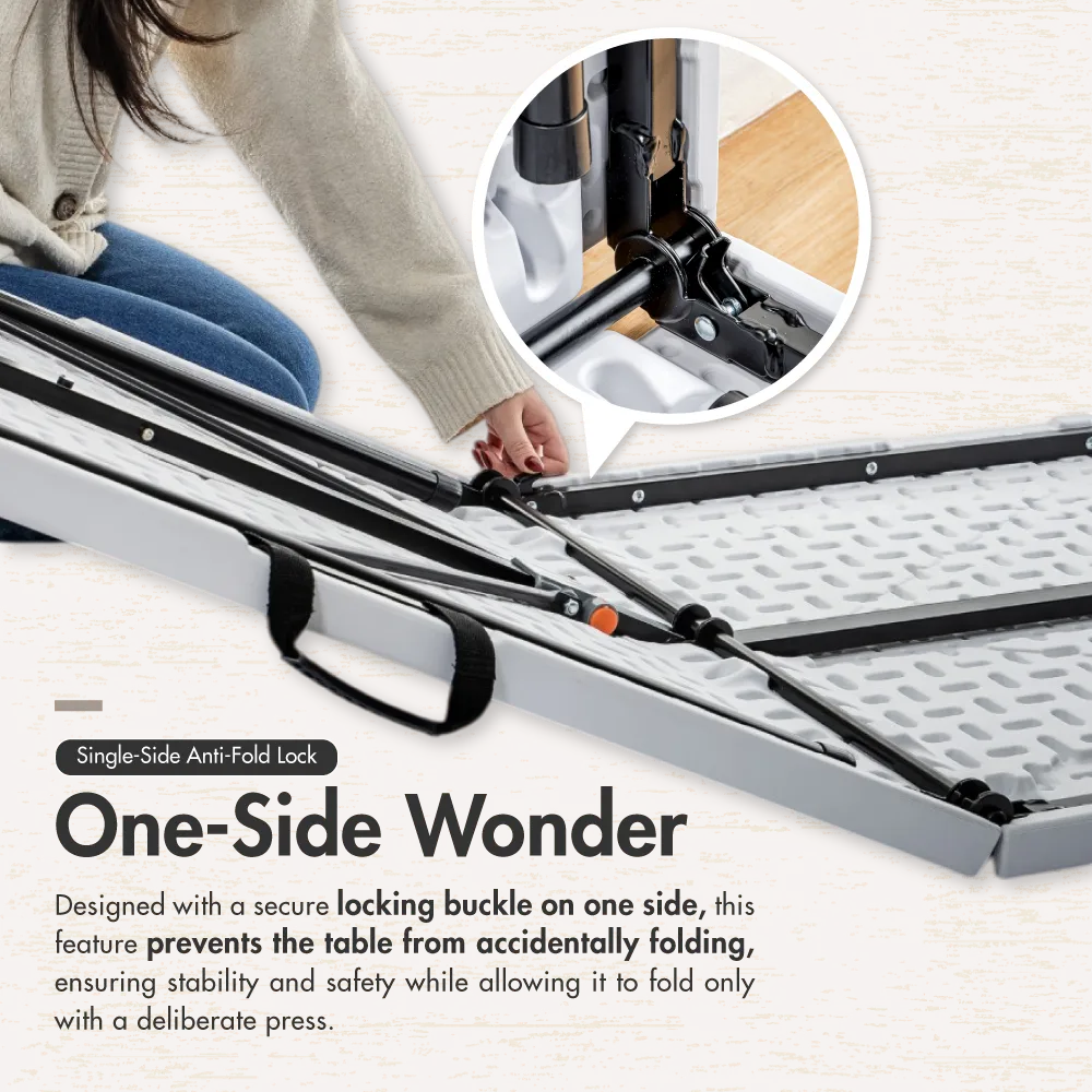 HOUZE - 80|86|120|152|180cm HDPE Folding Table with Black Legs - Portable | Office | Plastic | Outdoor