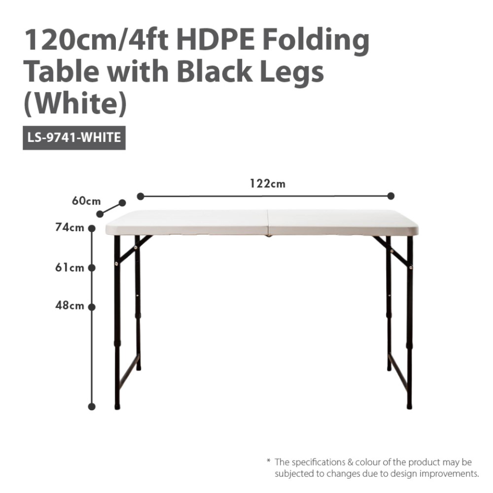 HOUZE - HDPE Portable Folding Table with Black Legs - Office | Outdoor [80 | 86 | 120 | 152 | 180cm]