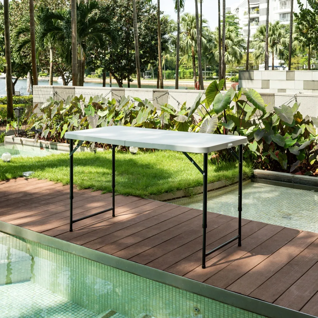 HOUZE - 80|86|120|152|180cm HDPE Folding Table with Black Legs - Portable | Office | Plastic | Outdoor