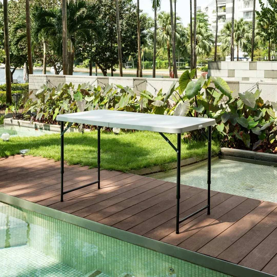 HOUZE - 80|86|120|152|180cm HDPE Folding Table with Black Legs - Portable | Office | Plastic | Outdoor