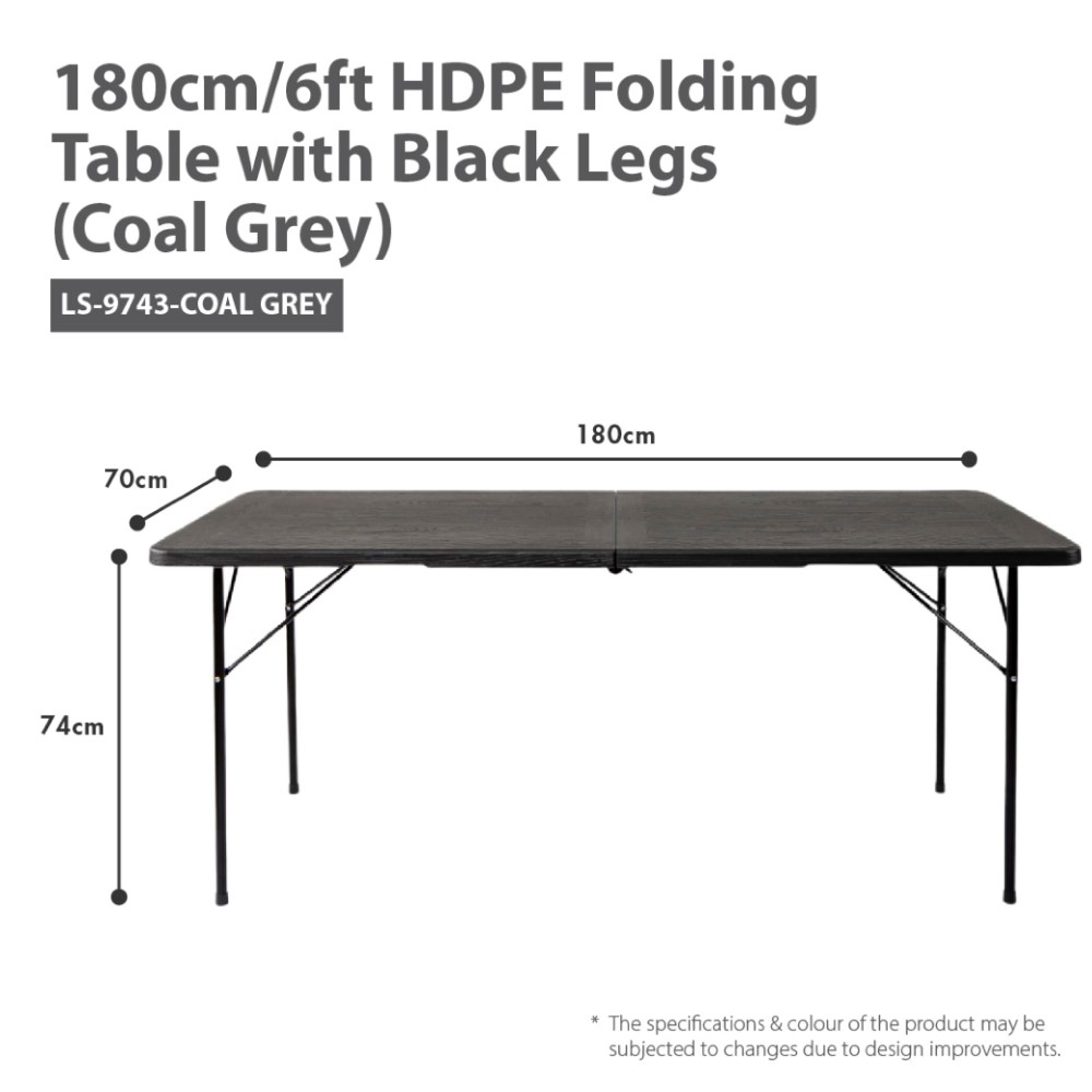 HOUZE - HDPE Portable Folding Table with Black Legs - Office | Outdoor [80 | 86 | 120 | 152 | 180cm]