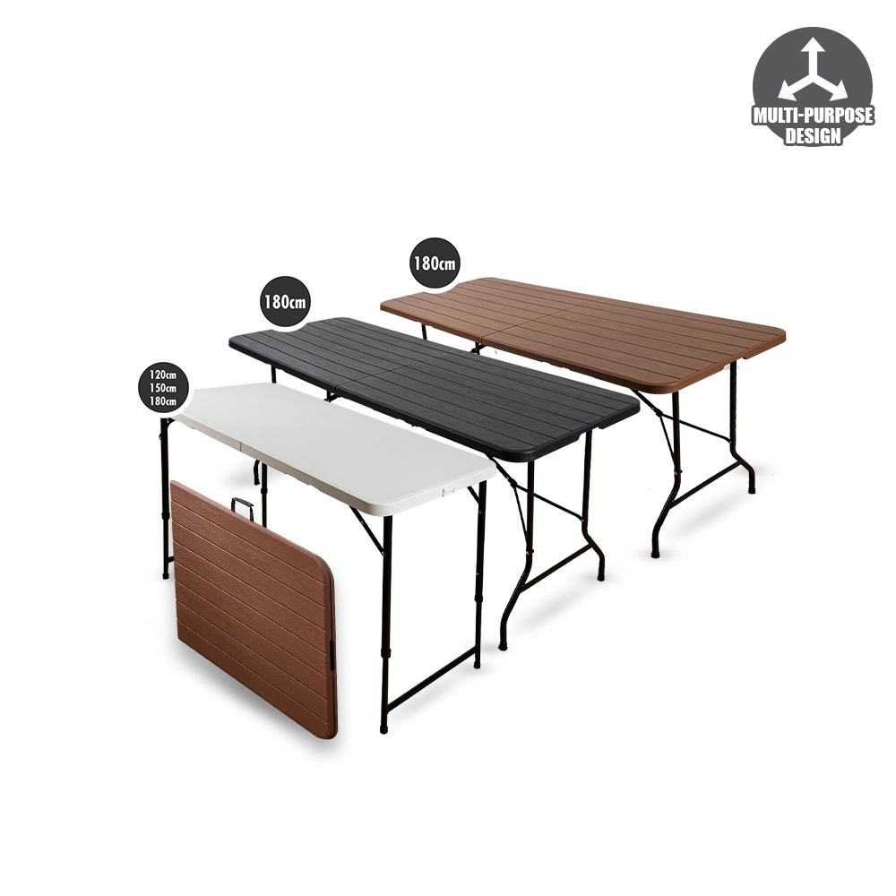 [Star Deal] 120cm - 180cm HDPE Folding Table with Black Legs - Portable | Office | Plastic | Outdoor
