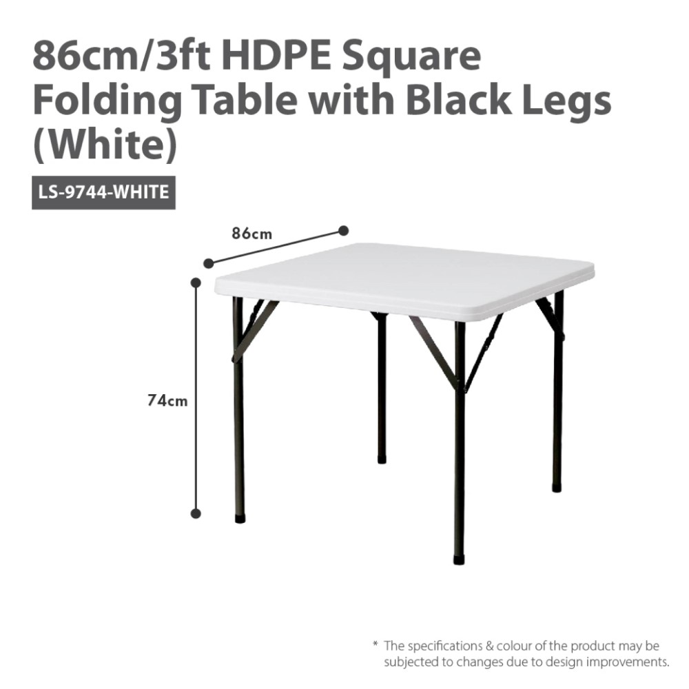 HOUZE - HDPE Portable Folding Table with Black Legs - Office | Outdoor [80 | 86 | 120 | 152 | 180cm]