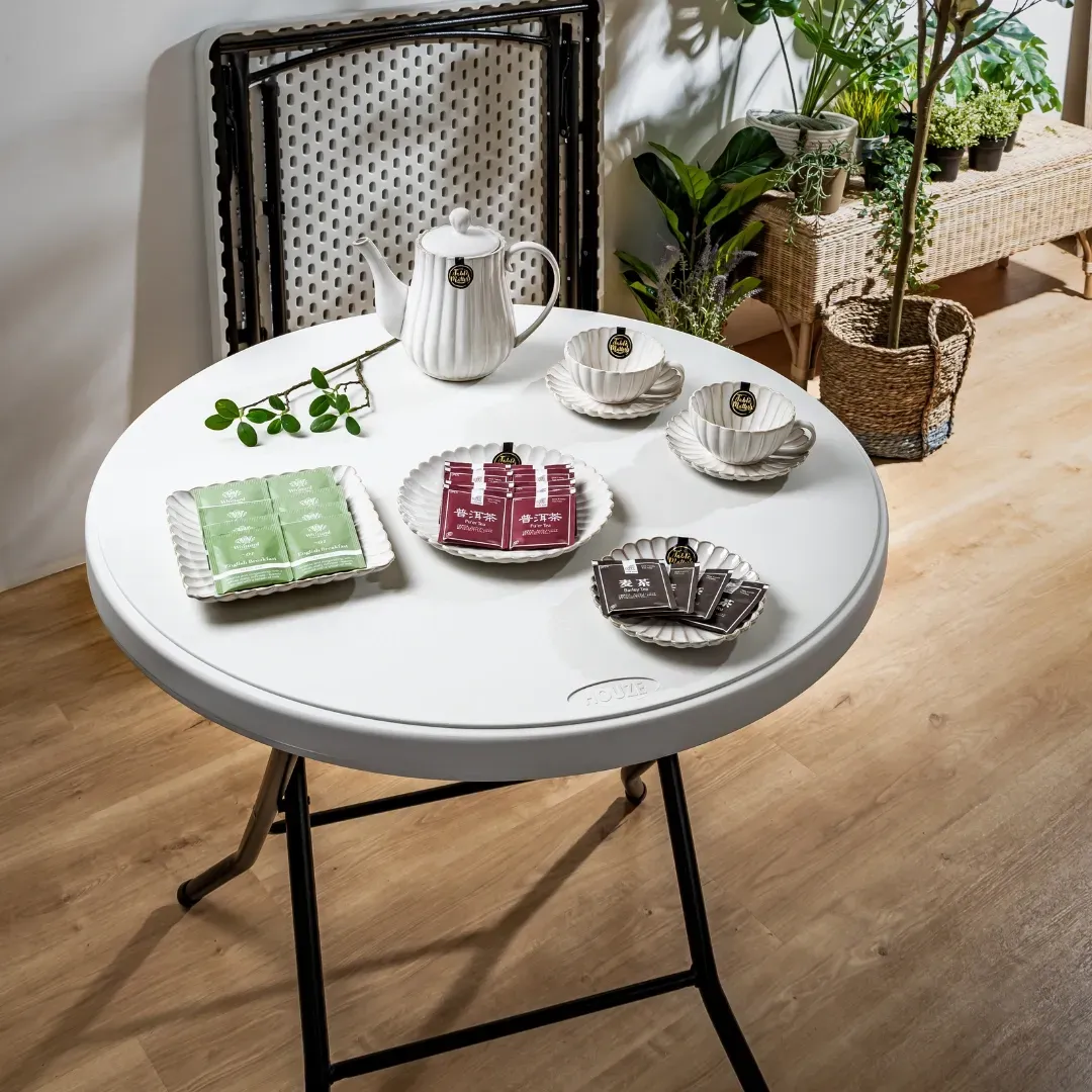 HOUZE - 80|86|120|152|180cm HDPE Folding Table with Black Legs - Portable | Office | Plastic | Outdoor