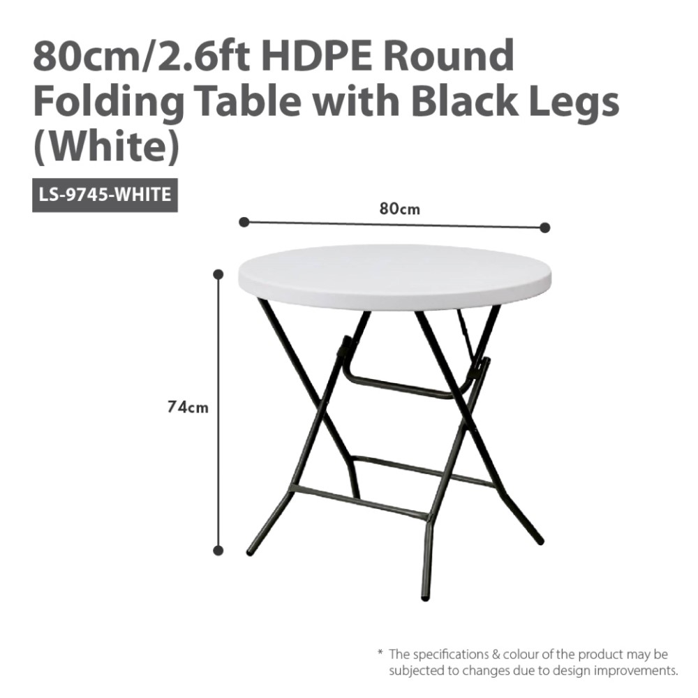 HOUZE - HDPE Portable Folding Table with Black Legs - Office | Outdoor [80 | 86 | 120 | 152 | 180cm]