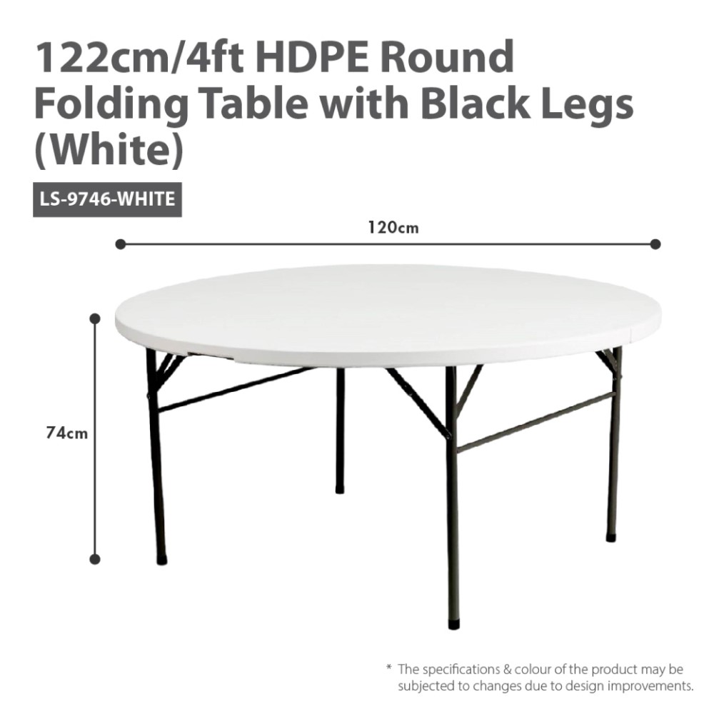 HOUZE - HDPE Portable Folding Table with Black Legs - Office | Outdoor [80 | 86 | 120 | 152 | 180cm]