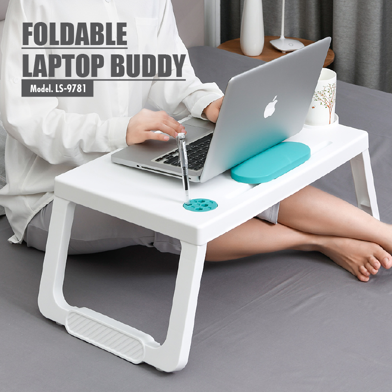 HOUZE - Foldable Laptop Buddy (3 Color) - Space Saving | Work | Study | Multi-purpose | Lazy Table | Portable | Children