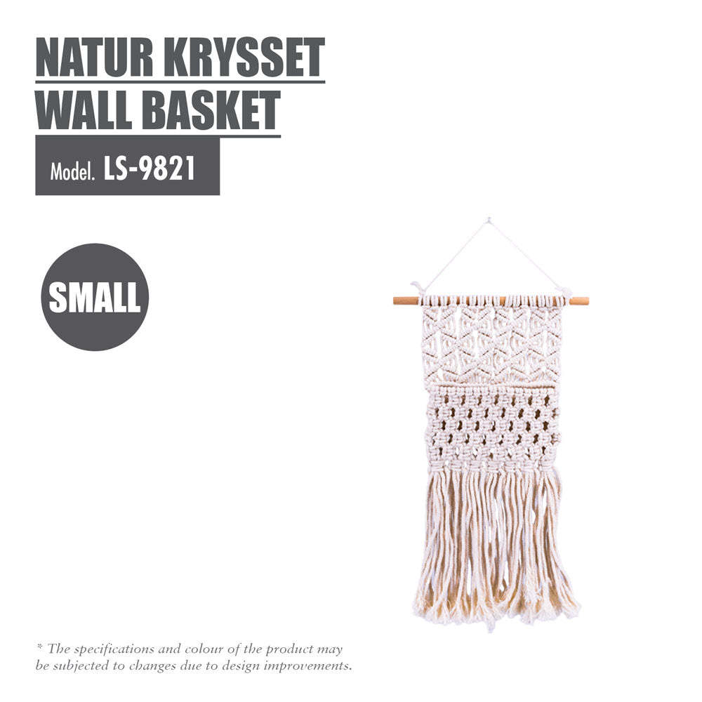Natur Krysset Knitted Wall Basket (Small)