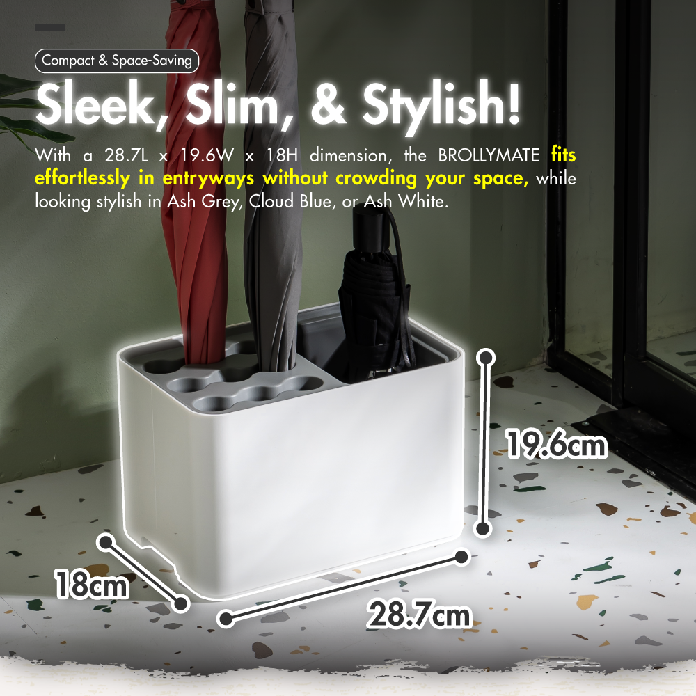HOUZE - 'BrollyMate' Umbrella Stand Rack with Removable Drip Tray