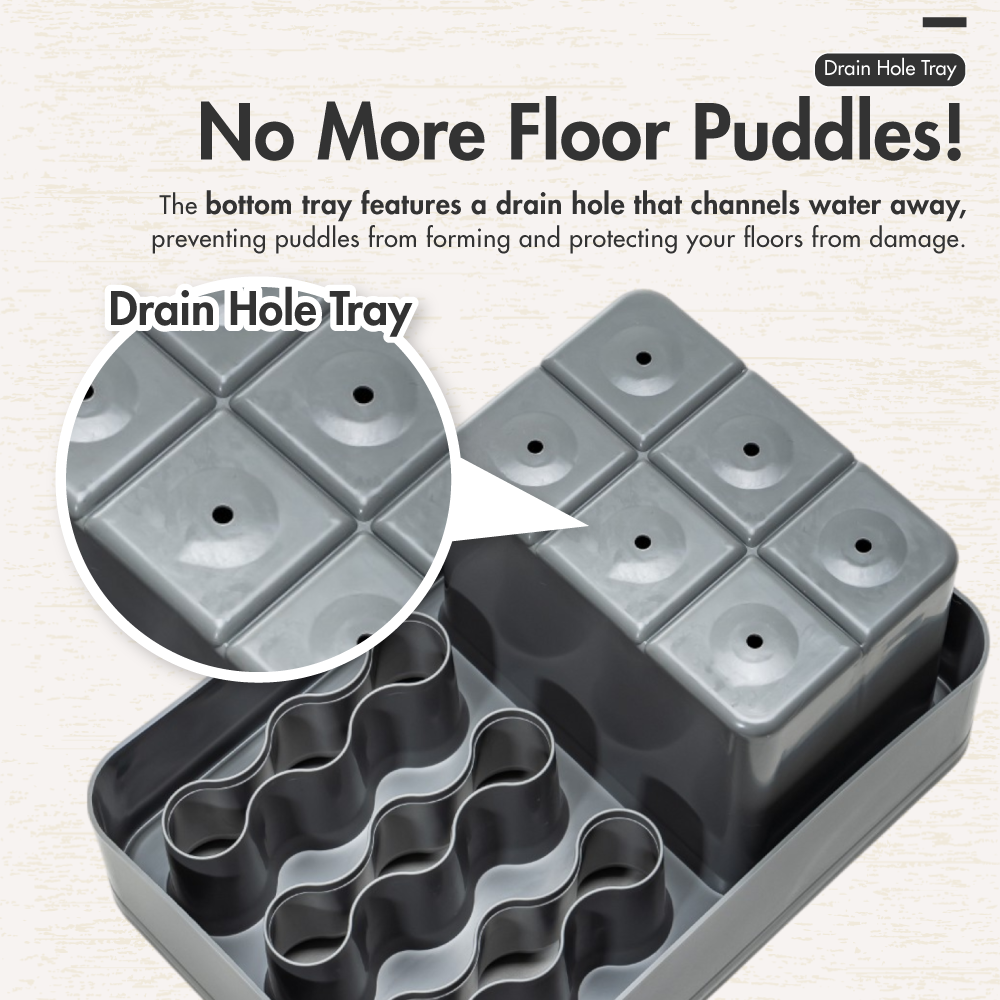 HOUZE - 'BrollyMate' Umbrella Stand Rack with Removable Drip Tray