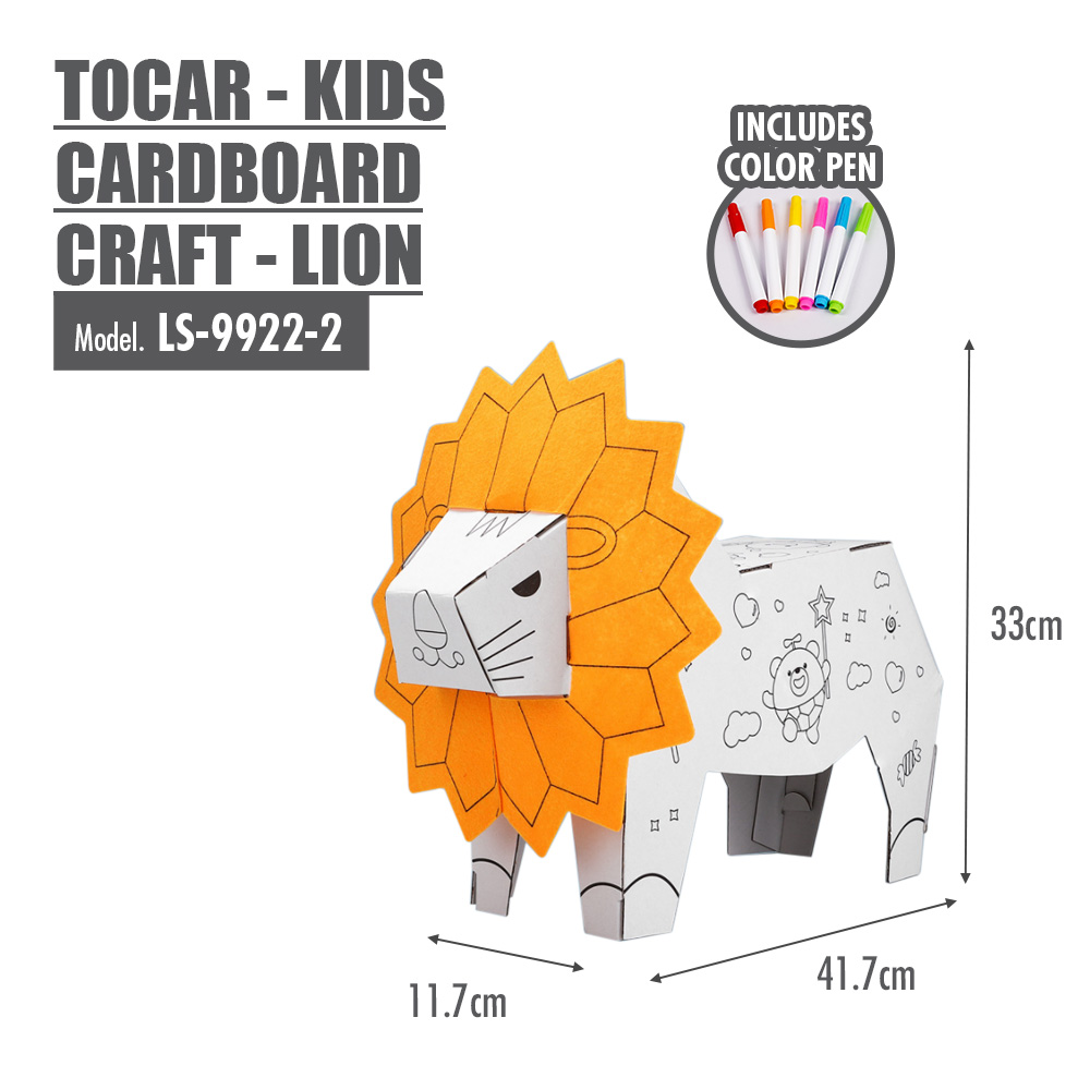 HOUZE - 3D DIY Kids Colouring Cardboard Craft - Assorted Designs
