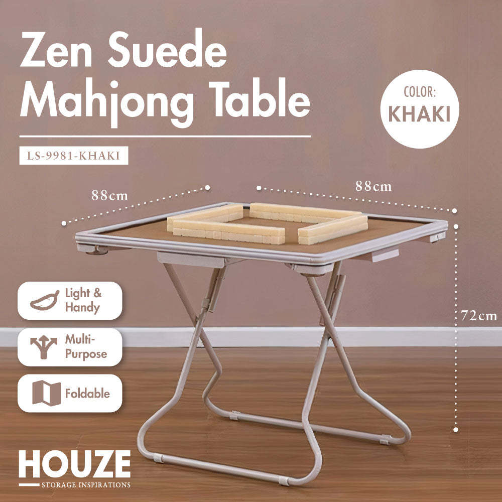 FU Mahjong Tiles with Aluminum Case + Zen Suede Mahjong Table (Khaki)