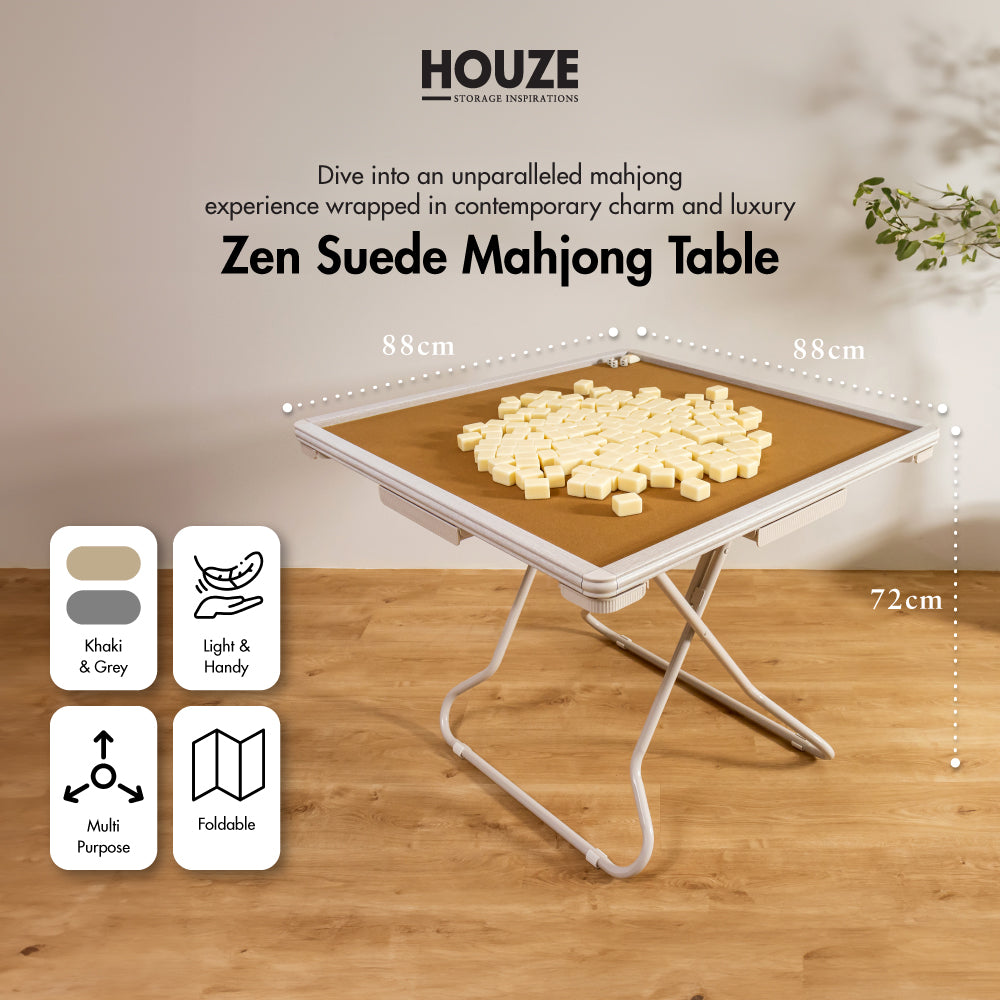 HOUZE - Zen Suede Mahjong Table 2 Color - Wooden | Foldable | Unique | Durable