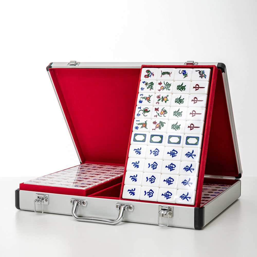 FU Mahjong Tiles with Aluminum Case - Champagne Gold (Size 37)