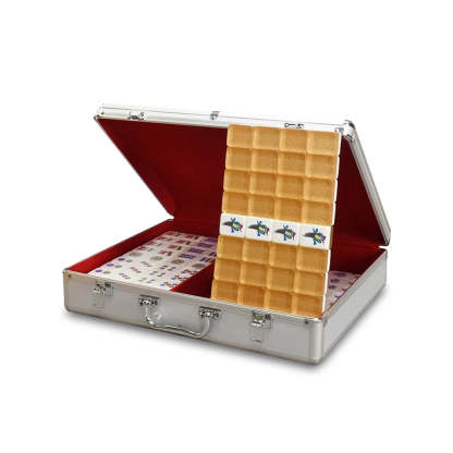 HOUZE - FU Mahjong Tiles with Aluminum Case - Champagne Gold (Size 37)