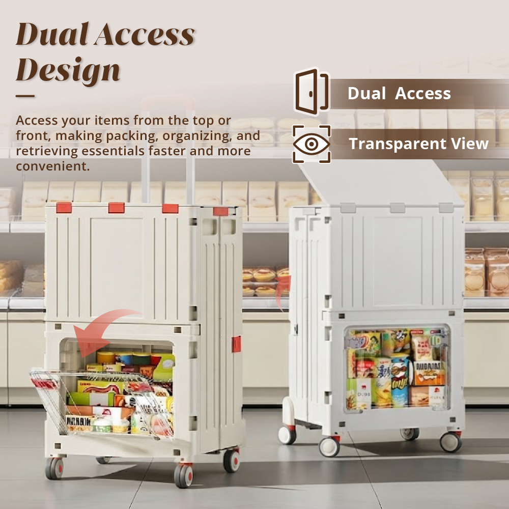 [HOUZE] Mova 2-Tier Foldable Shopping Trolley with Wheels - Sturdy | Adjustable | Durable