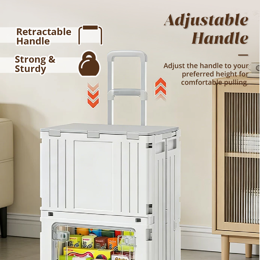 [HOUZE] Mova 2-Tier Foldable Shopping Trolley with Wheels - Sturdy | Adjustable | Durable