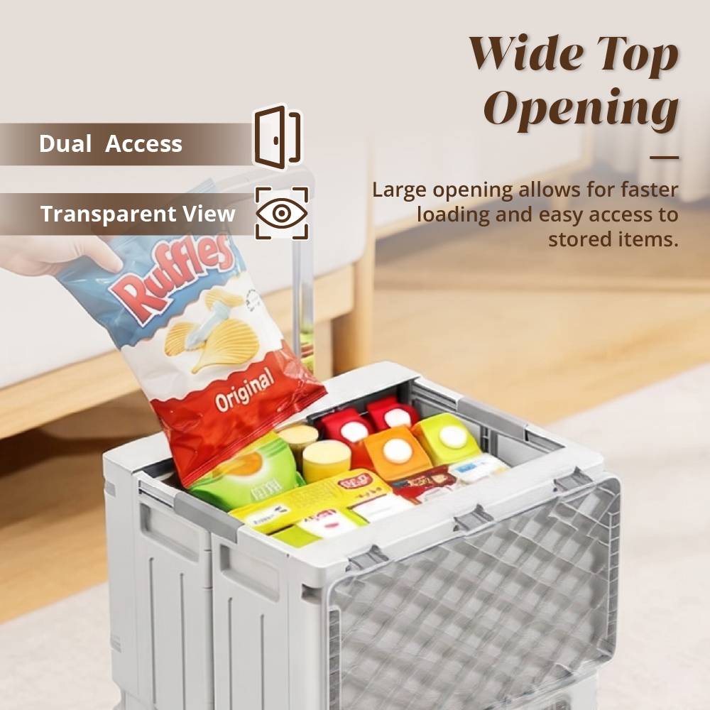 [HOUZE] Mova 2-Tier Foldable Shopping Trolley with Wheels - Sturdy | Adjustable | Durable