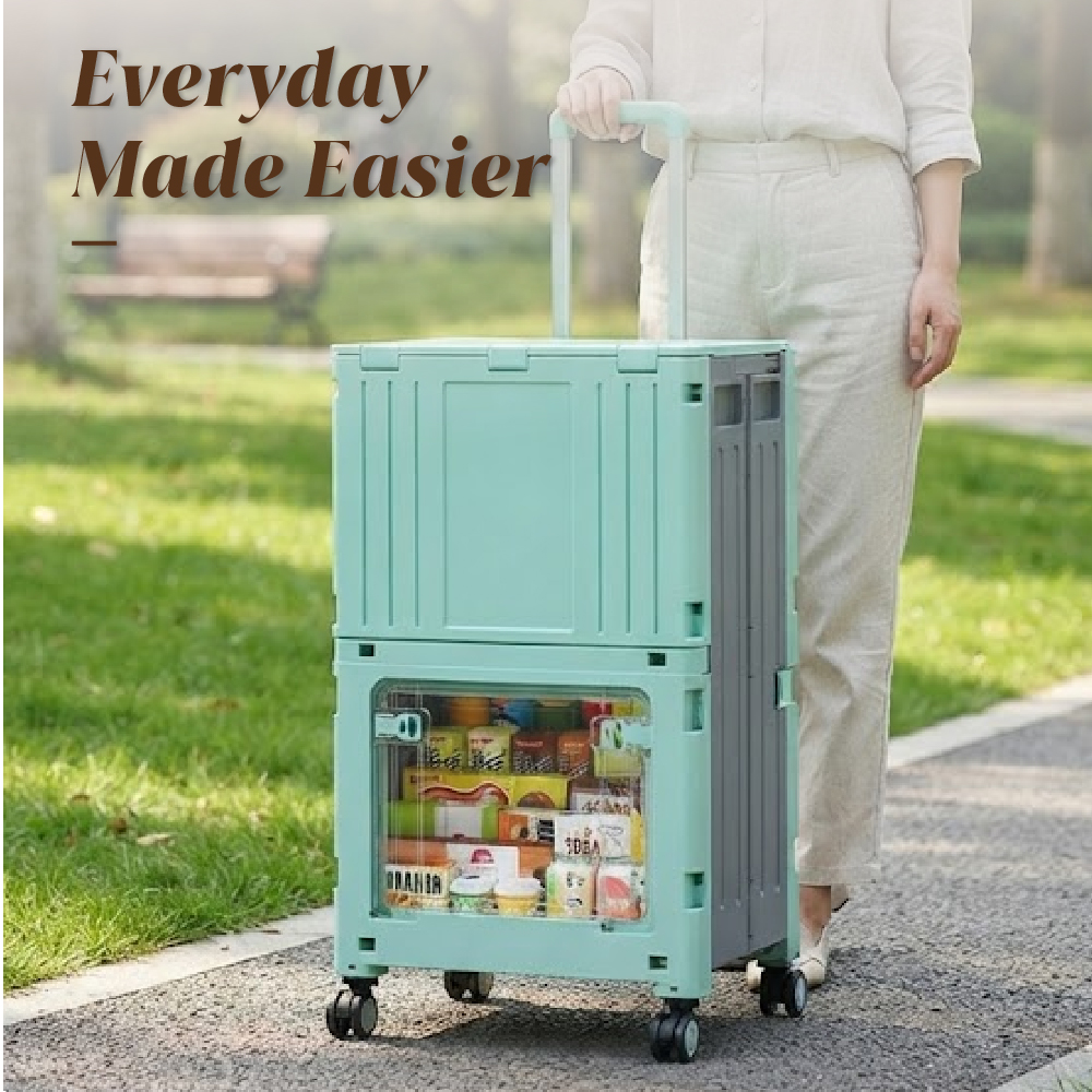 [HOUZE] Mova 2-Tier Foldable Shopping Trolley with Wheels - Sturdy | Adjustable | Durable