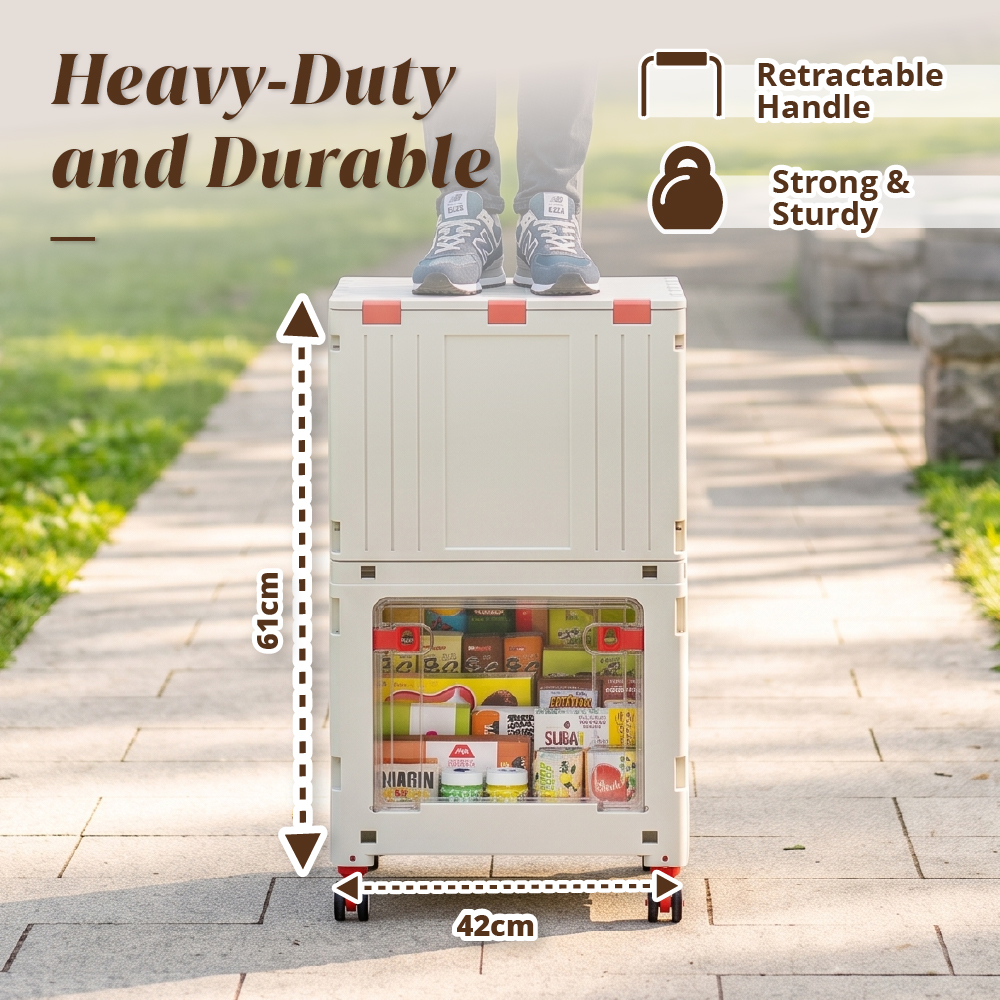 [HOUZE] Mova 2-Tier Foldable Shopping Trolley with Wheels - Sturdy | Adjustable | Durable