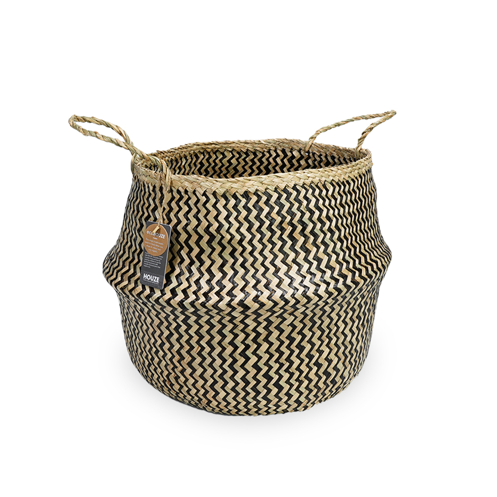 ecoHOUZE Seagrass Plant Basket With Handles - Zigzag
