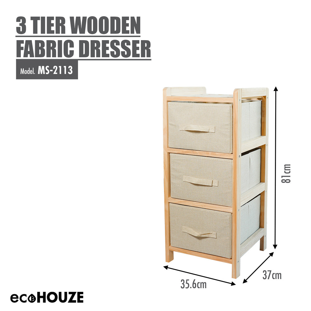 ecoHOUZE 3 Tier Wooden Fabric Dresser