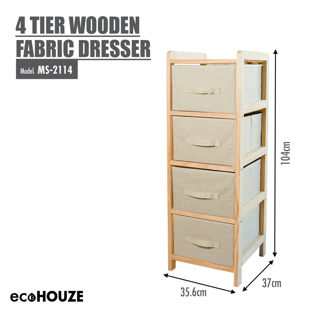 ecoHOUZE 4 Tier Wooden Fabric Dresser