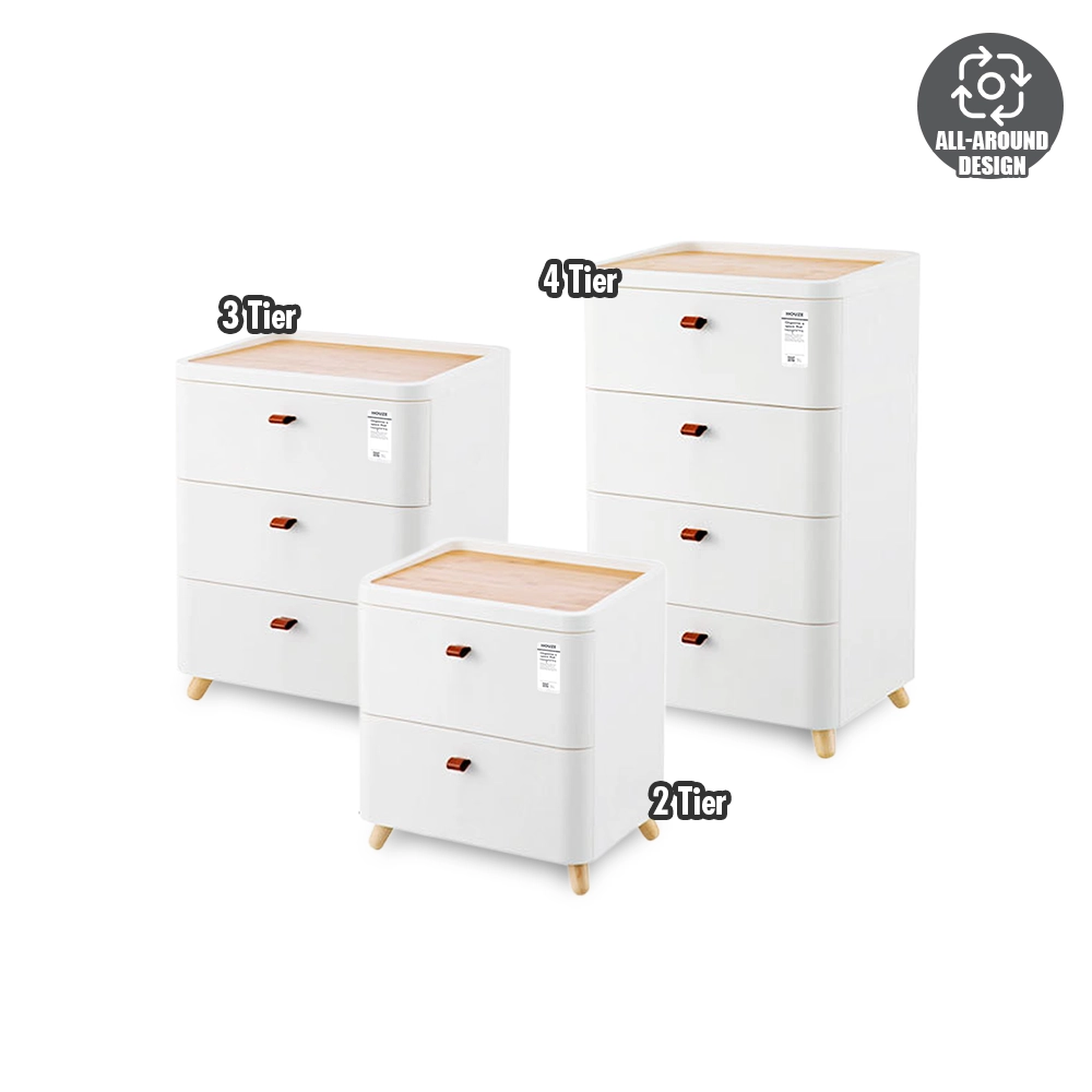 HOUZE - LIFE 2|3|4 Tier Bedside Drawer - Organizer | Rack | Home | Box | Container | Multi purpose