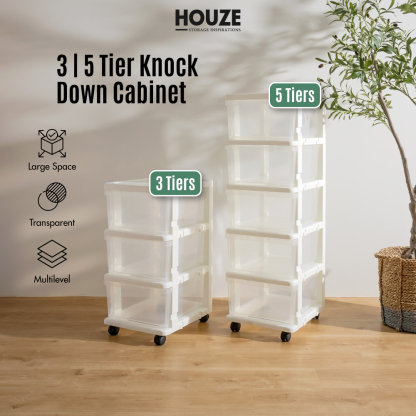 3 & 5 Tier 55L & 90L Knock Down Cabinet (Clear)