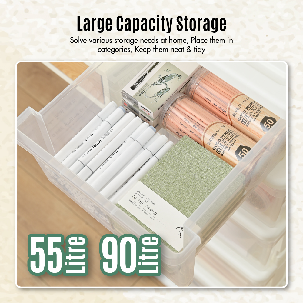 3 & 5 Tier 55L & 90L Knock Down Cabinet (Clear)
