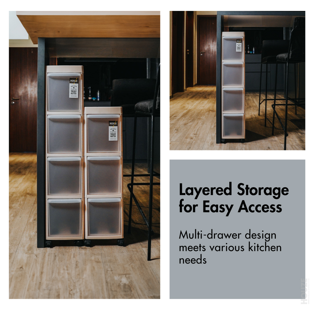 3|4 Tier Slim Storage Cabinet - Space Saving| Kitchen | Bathroom | Living Room | Organizer | Drawer