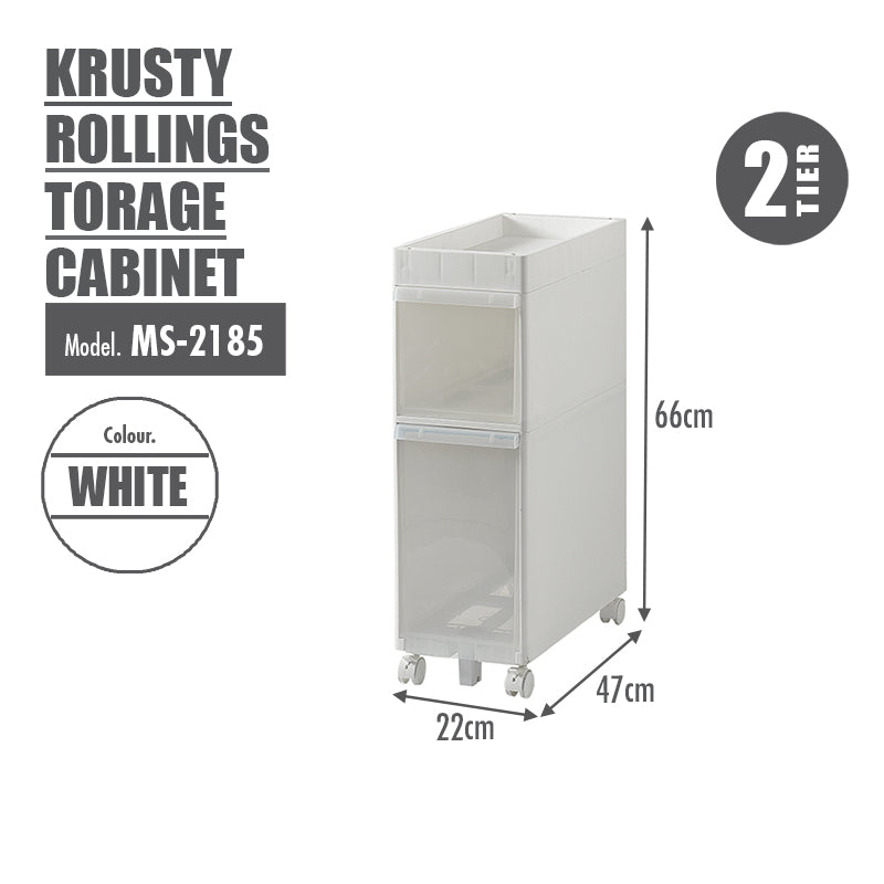 KRUSTY - 2 Tier Rolling Storage Cabinet - HOUZE - The Homeware Superstore
