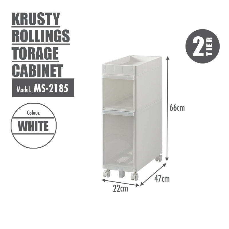 KRUSTY - 2 Tier Rolling Storage Cabinet - HOUZE - The Homeware Superstore