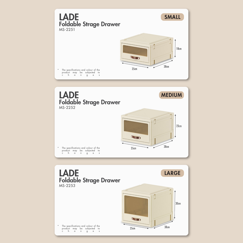 HOUZE - LADE Foldable Storage Drawer - Small | Medium | Large - Organizer | Case | Organizer