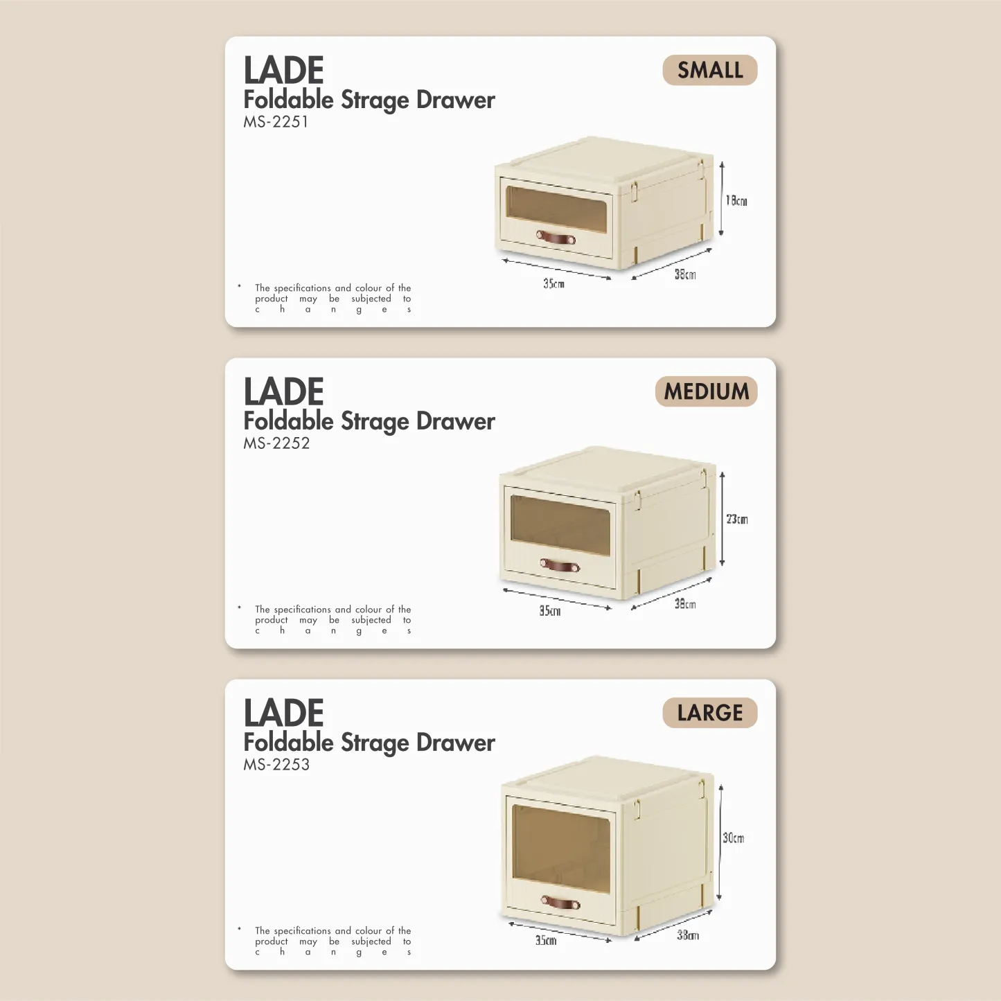 HOUZE - 'LADE' Foldable Storage Drawer - Small | Medium | Large - Organizer | Case | Organizer