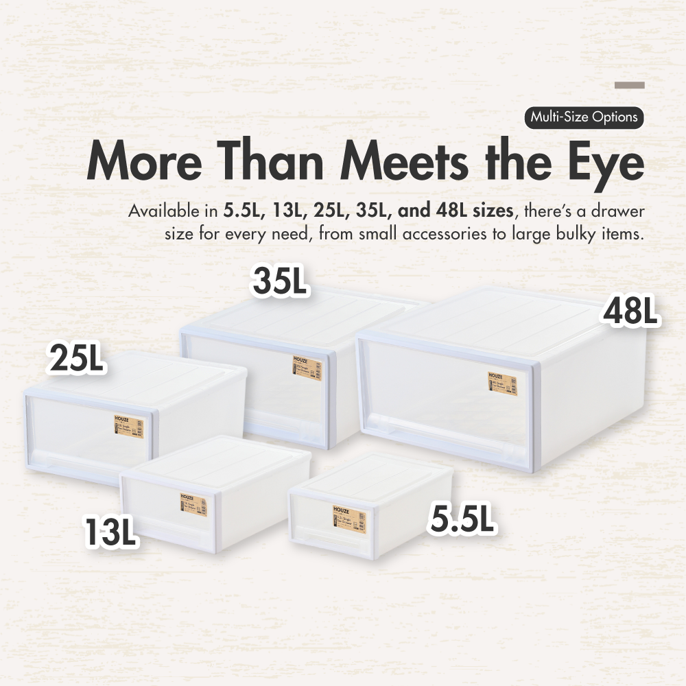 HOUZE - MATTE 5.5|13|25|35|48L Single Tier Drawer