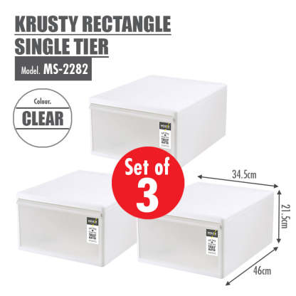 [SET OF 3] HOUZE Krusty Rectangle Single Tier (Dim: 34x46x21cm) - HOUZE - The Homeware Superstore