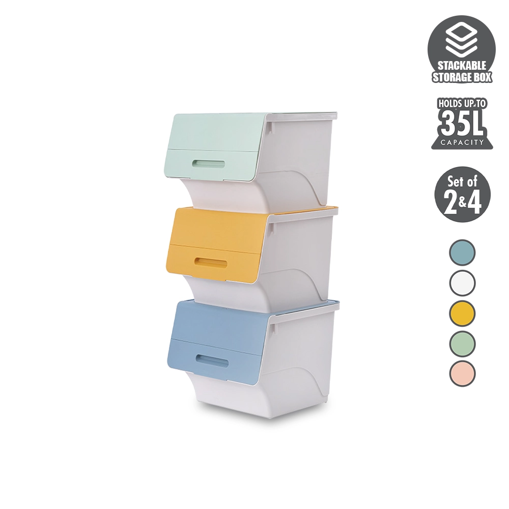 [Bundle Deal] HOUZE - [Set Of 2 & 4] 35L Pelican Box 7 Color [Grey|Clear|Green|Blue|Yellow|Pink|Beige] - Organizer | Storage | Drawer