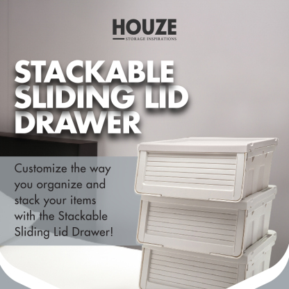 Stackable Sliding Lid Drawer (Ivory) -  Medium/Large/X-Large