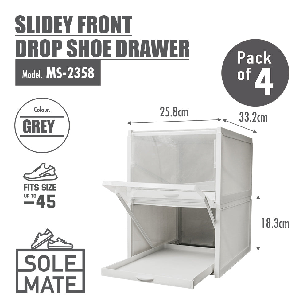 HOUZE - SoleMate - Slidey Front Drop Shoe Drawer Shoe Boxes (Pack of 4)