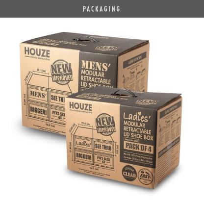 [Buy 3 FREE 1] HOUZE Modular Retractable Lid 'Ladies' Shoe Box (Pack of 4) - HOUZE - The Homeware Superstore