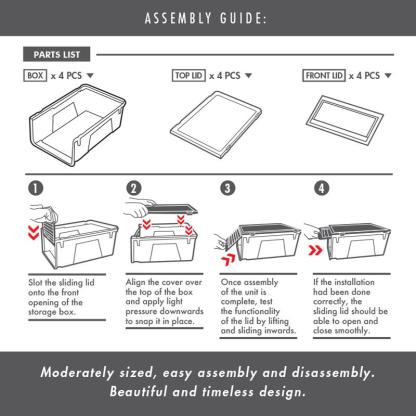 [Buy 3 FREE 1] HOUZE Modular Retractable Lid 'Ladies' Shoe Box (Pack of 4) - HOUZE - The Homeware Superstore