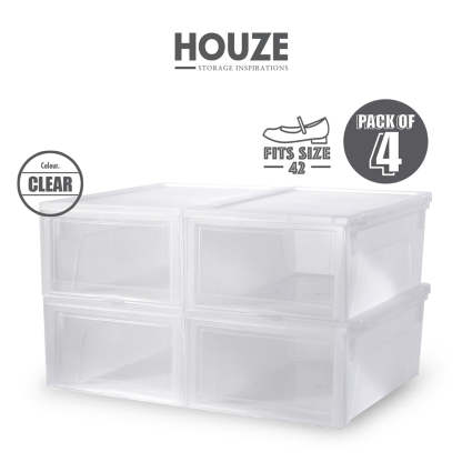 HOUZE - SoleMate - Modular Retractable Lid 'Ladies' Shoe Box (Pack of 4)