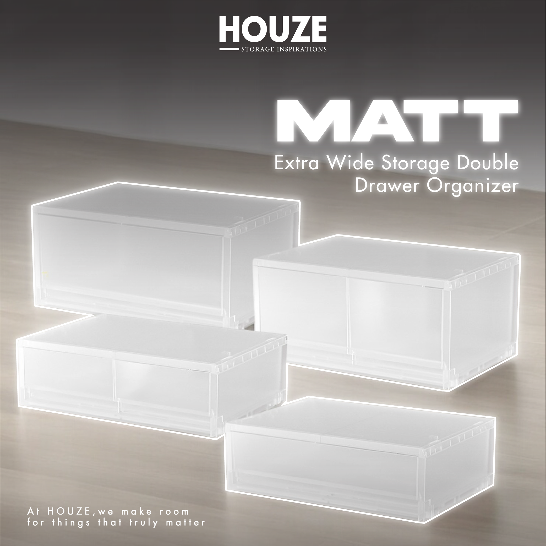 HOUZE - MATT Extra Wide Storage Drawer Organiser