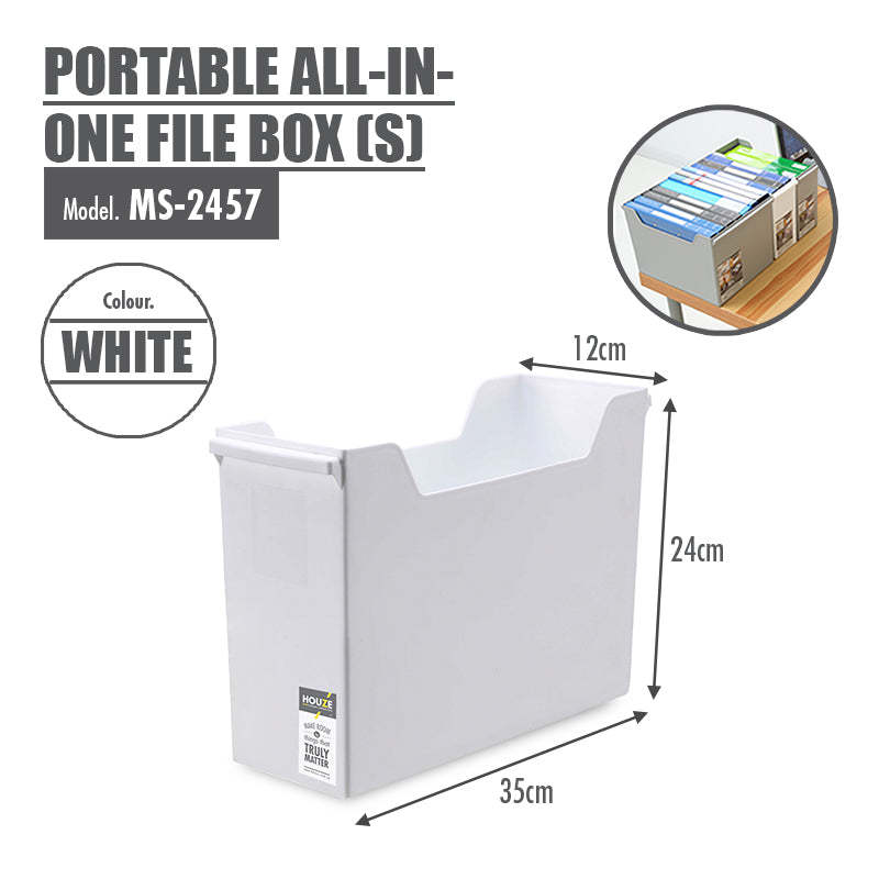HOUZE - Portable All-In-One File Box (Small) (Dim: 35 x 12 x 24cm) - HOUZE - The Homeware Superstore