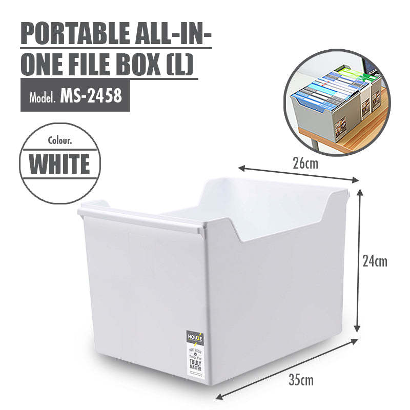 HOUZE - Portable All-In-One File Box (Large) (Dim: 35 x 26 x 24cm) - HOUZE - The Homeware Superstore