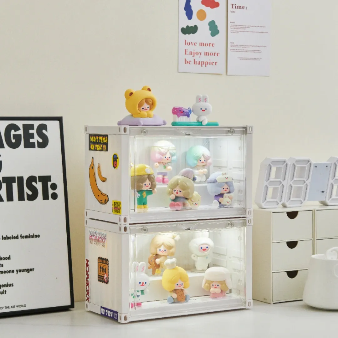Popmart Whtte Box HOUZE - POPCON Popmart Container Display Storage Box with Shelf