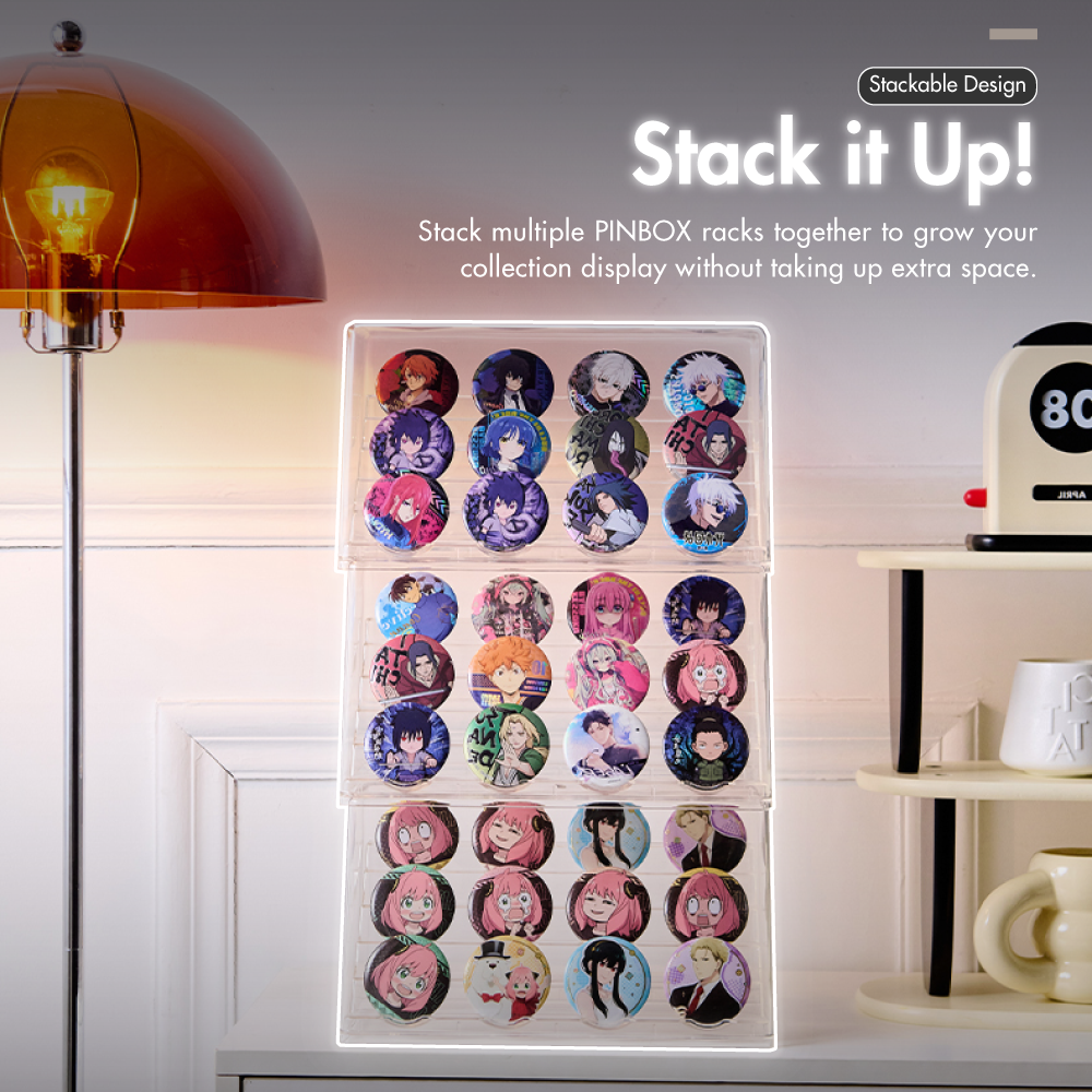 HOUZE - PINBOX Stackable Can Badge Storage Ladder Display Rack (Small | Large)